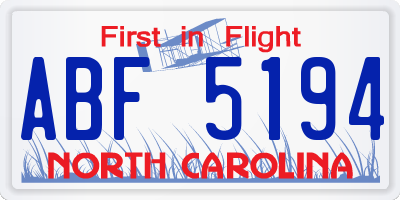 NC license plate ABF5194