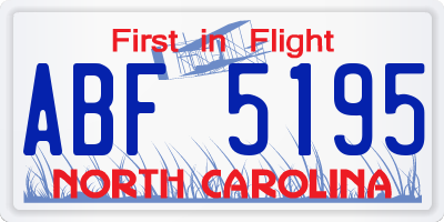 NC license plate ABF5195