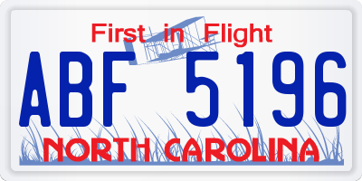 NC license plate ABF5196