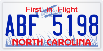 NC license plate ABF5198