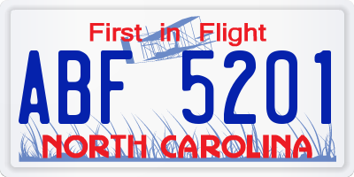 NC license plate ABF5201