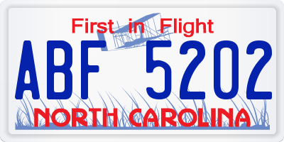 NC license plate ABF5202