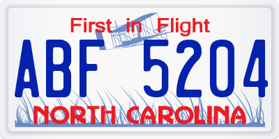 NC license plate ABF5204