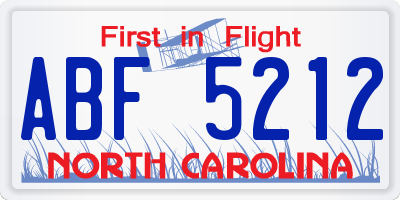 NC license plate ABF5212
