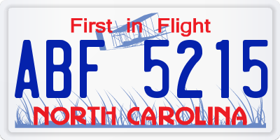 NC license plate ABF5215
