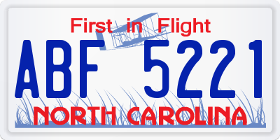 NC license plate ABF5221