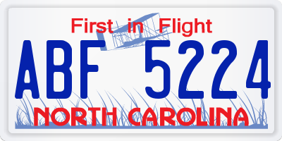 NC license plate ABF5224