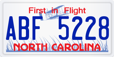 NC license plate ABF5228