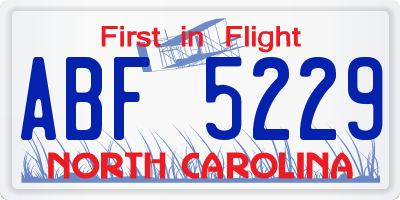 NC license plate ABF5229