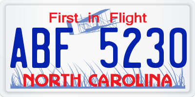 NC license plate ABF5230