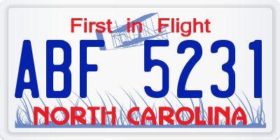NC license plate ABF5231