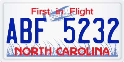 NC license plate ABF5232
