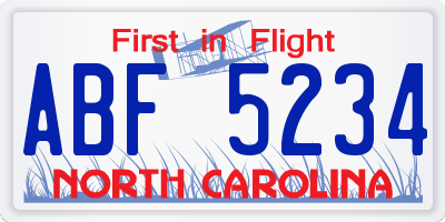 NC license plate ABF5234
