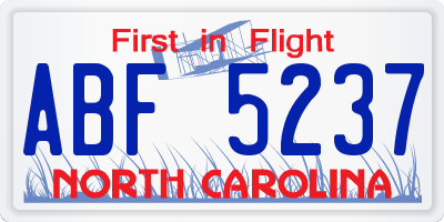 NC license plate ABF5237