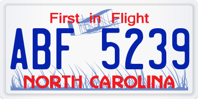 NC license plate ABF5239