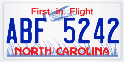 NC license plate ABF5242