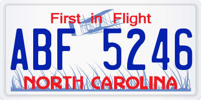 NC license plate ABF5246