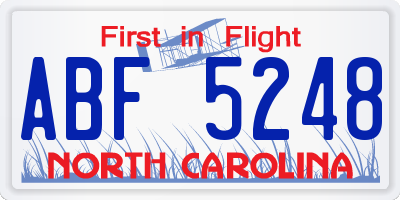 NC license plate ABF5248