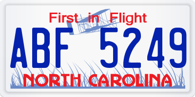 NC license plate ABF5249