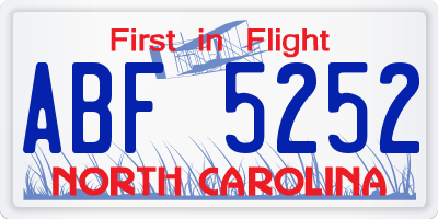 NC license plate ABF5252