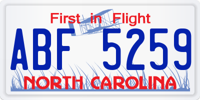 NC license plate ABF5259