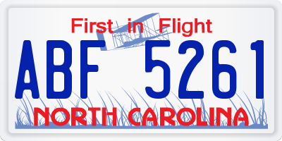 NC license plate ABF5261