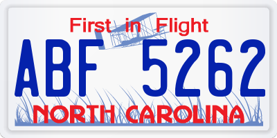 NC license plate ABF5262