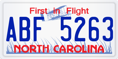 NC license plate ABF5263
