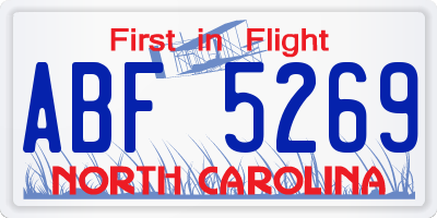 NC license plate ABF5269