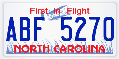NC license plate ABF5270