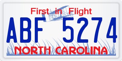 NC license plate ABF5274