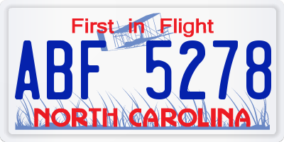 NC license plate ABF5278