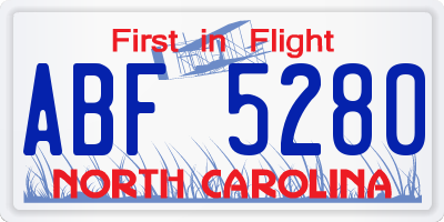 NC license plate ABF5280