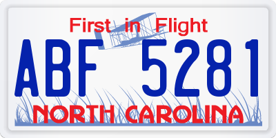 NC license plate ABF5281