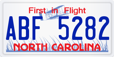 NC license plate ABF5282