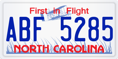 NC license plate ABF5285