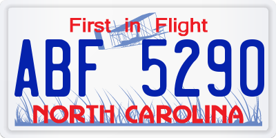 NC license plate ABF5290