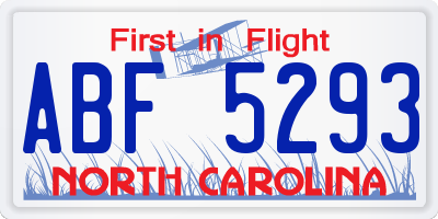 NC license plate ABF5293