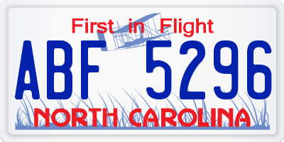NC license plate ABF5296
