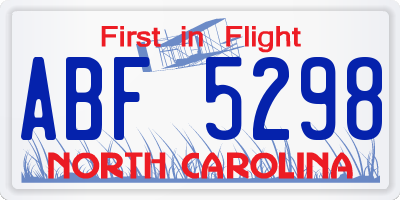 NC license plate ABF5298
