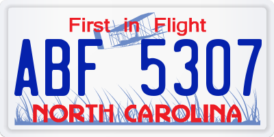 NC license plate ABF5307