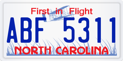NC license plate ABF5311