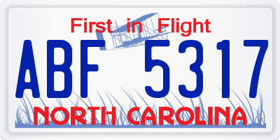 NC license plate ABF5317