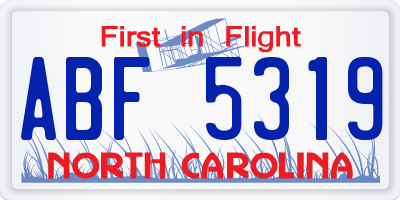 NC license plate ABF5319