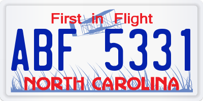 NC license plate ABF5331