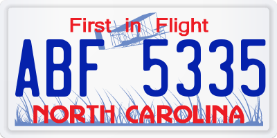 NC license plate ABF5335