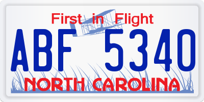 NC license plate ABF5340