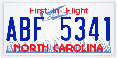 NC license plate ABF5341