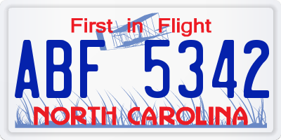 NC license plate ABF5342