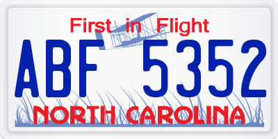 NC license plate ABF5352